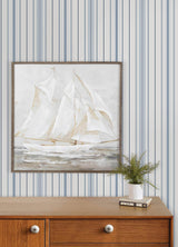 York Lascelle Blue Modern Pinstripe Wallpaper