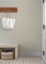 York Fox Hollow Light Grey Dashed Plaid Wallpaper