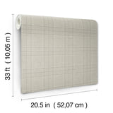 York Fox Hollow Light Grey Dashed Plaid Wallpaper