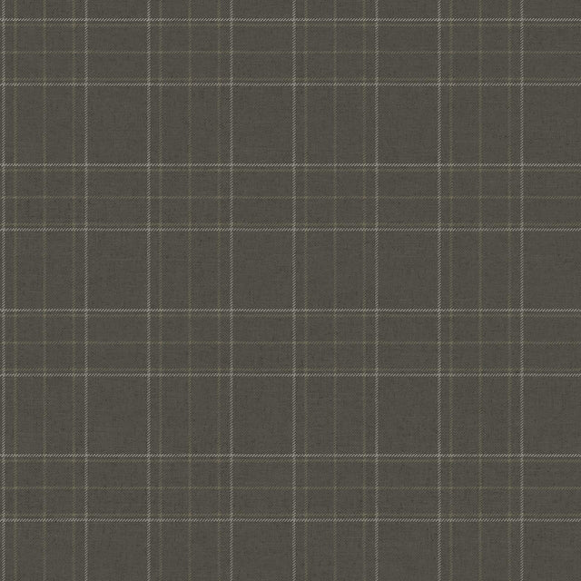 York Fox Hollow Charcoal Dashed Plaid Wallpaper