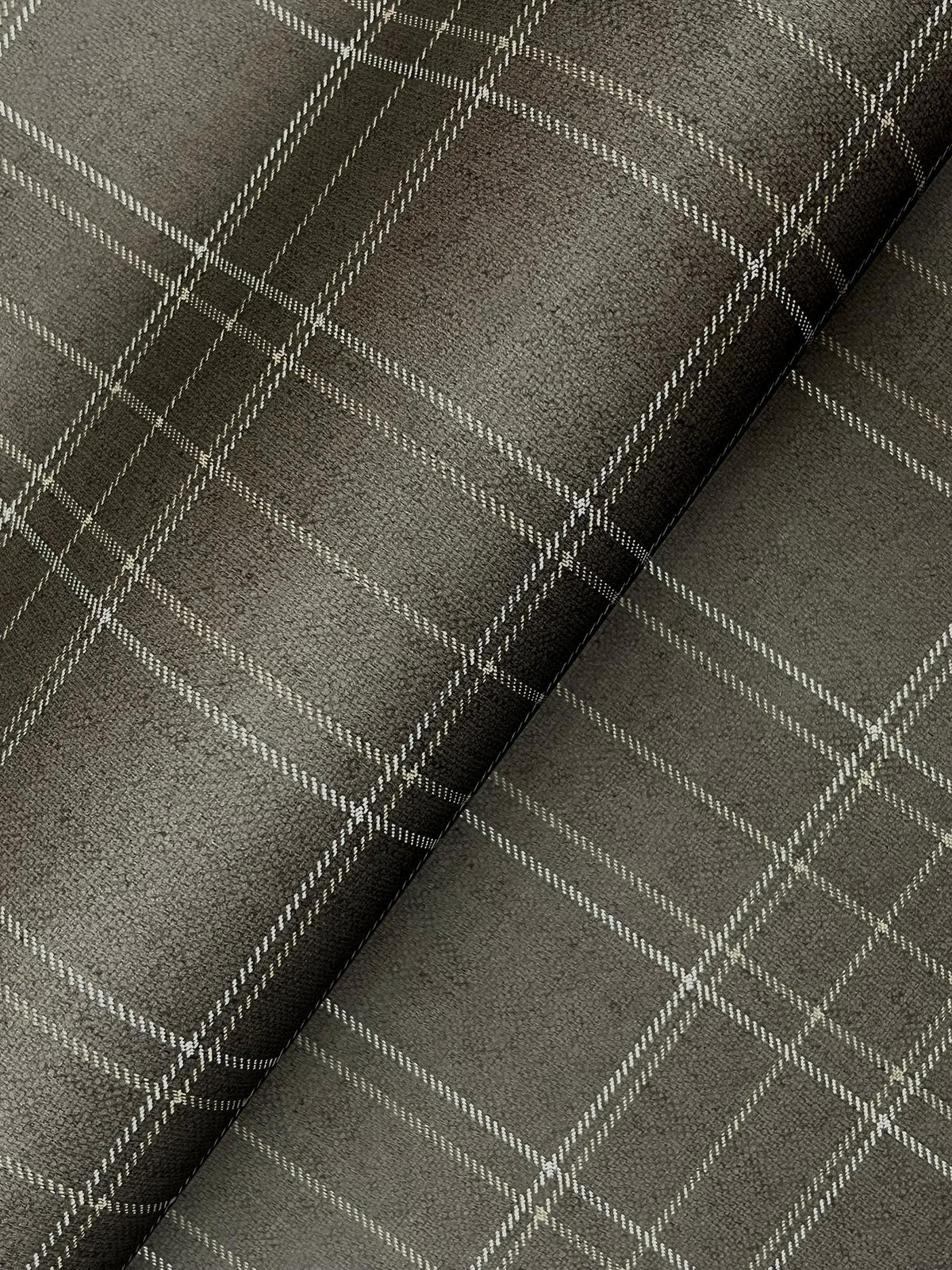 York Fox Hollow Charcoal Dashed Plaid Wallpaper