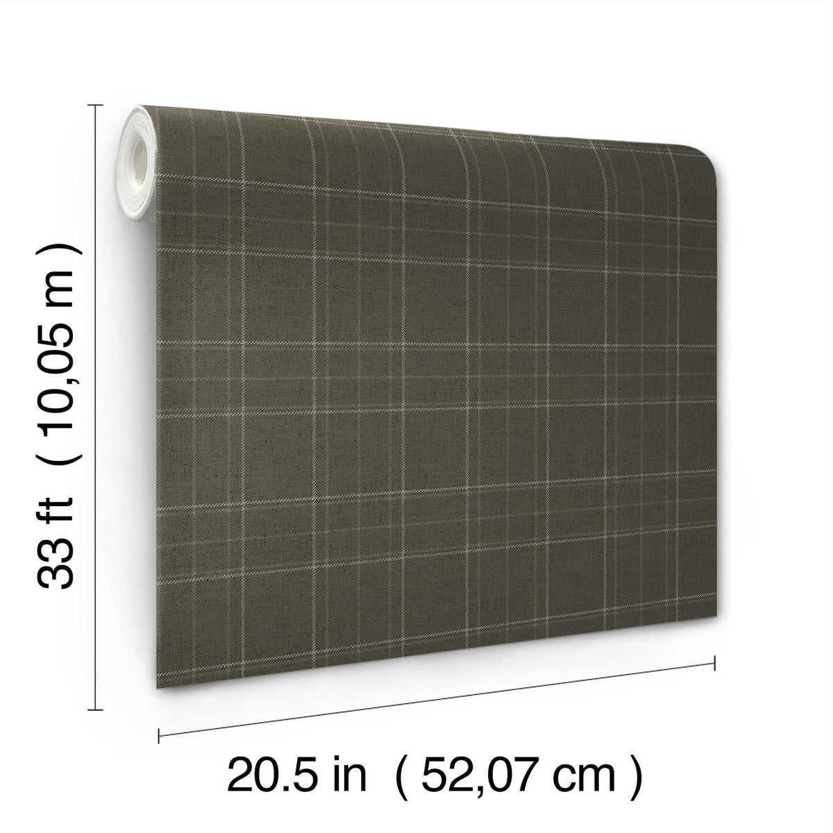 York Fox Hollow Charcoal Dashed Plaid Wallpaper