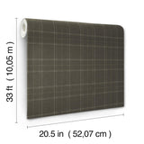 York Fox Hollow Charcoal Dashed Plaid Wallpaper