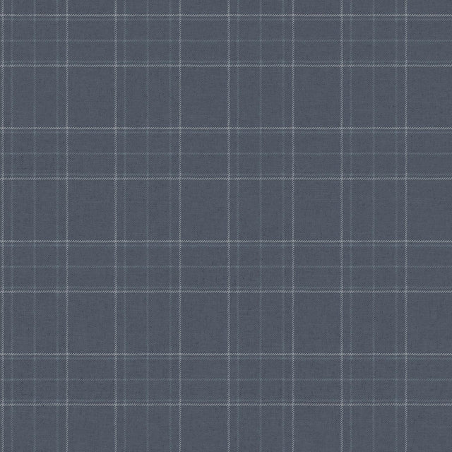 York Fox Hollow Dark Blue Dashed Plaid Wallpaper