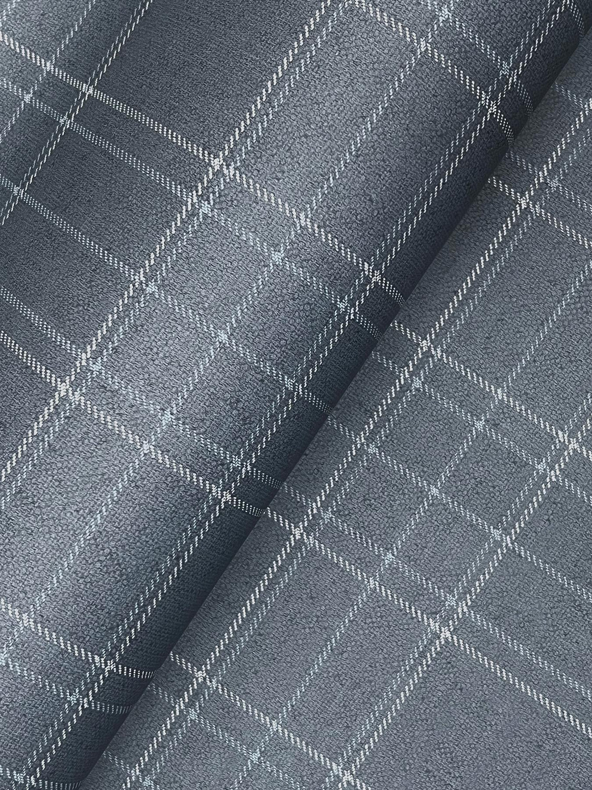 York Fox Hollow Dark Blue Dashed Plaid Wallpaper