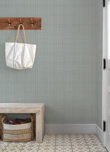 York Fox Hollow Turquoise Dashed Plaid Wallpaper