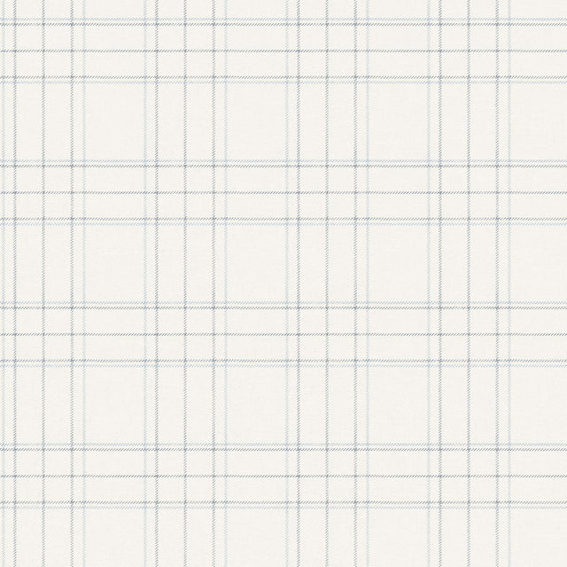 York Fox Hollow White Dashed Plaid Wallpaper