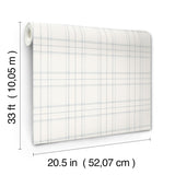 York Fox Hollow White Dashed Plaid Wallpaper