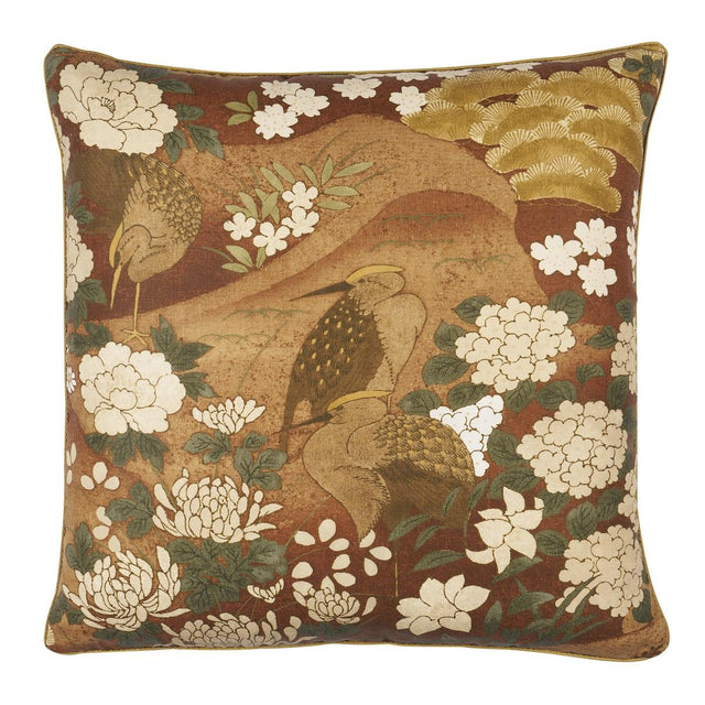 Schumacher Burgundy 18" x 18" Golden Hills Pillow