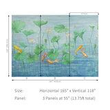 Brunschwig & Fils KOI POND MURAL TEAL Wallpaper