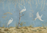 Brunschwig & Fils EGRET MARSH MURAL BLUE Wallpaper