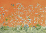 Brunschwig & Fils JARDIN YILI MURAL ORANGE Wallpaper