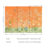 Brunschwig & Fils JARDIN YILI MURAL ORANGE Wallpaper