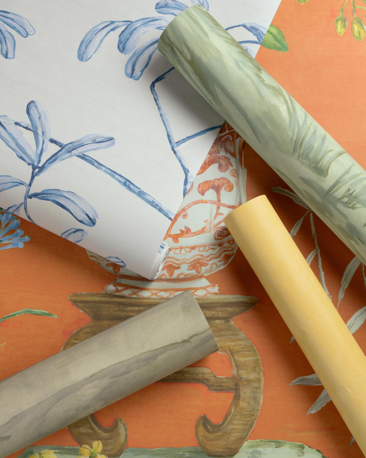 Brunschwig & Fils JARDIN YILI MURAL ORANGE Wallpaper