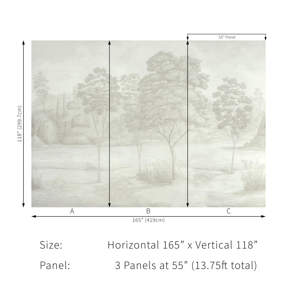 Brunschwig & Fils ARBRES MURAL NEUTRAL Wallpaper