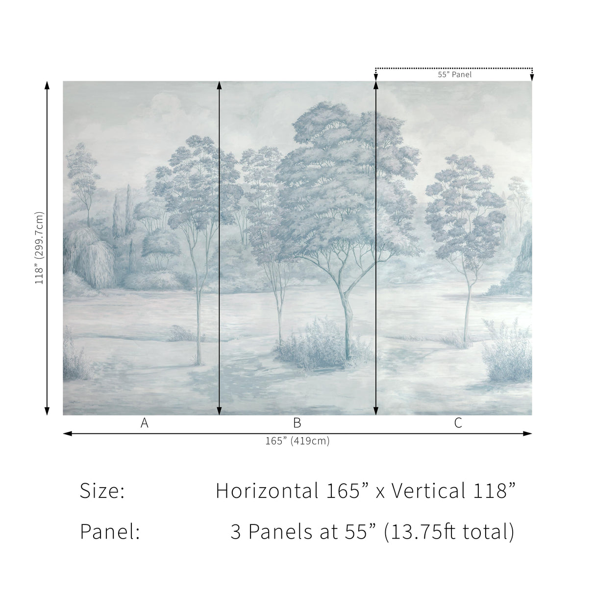 Brunschwig & Fils ARBRES MURAL BLUE Wallpaper