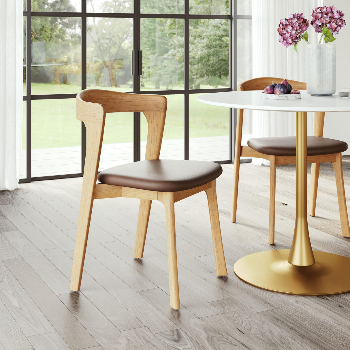 ZUO Pioro Dining Chair (Set of 2) Brown & Natural