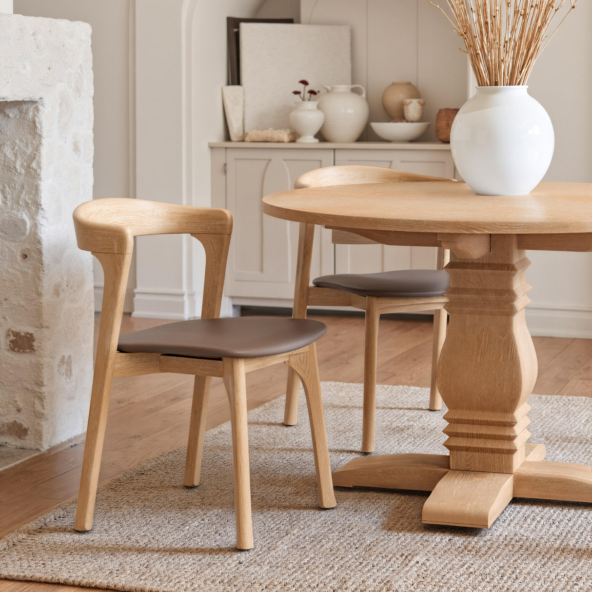 ZUO Pioro Dining Chair (Set of 2) Brown & Natural
