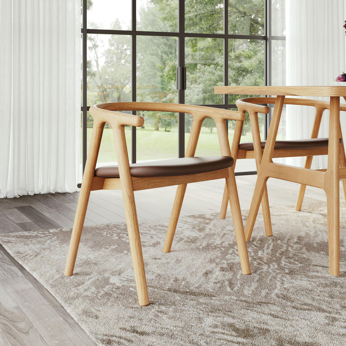 ZUO Peker Dining Chair (Set of 2) Brown & Natural