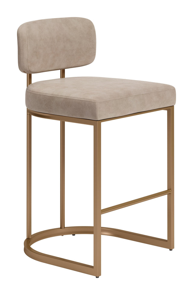 ZUO Velar Counter Stool (Set of 2) Beige & Bronze