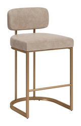 ZUO Velar Counter Stool (Set of 2) Beige & Bronze