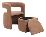 ZUO Atria Accent Chair & Ottoman Tawny Brown