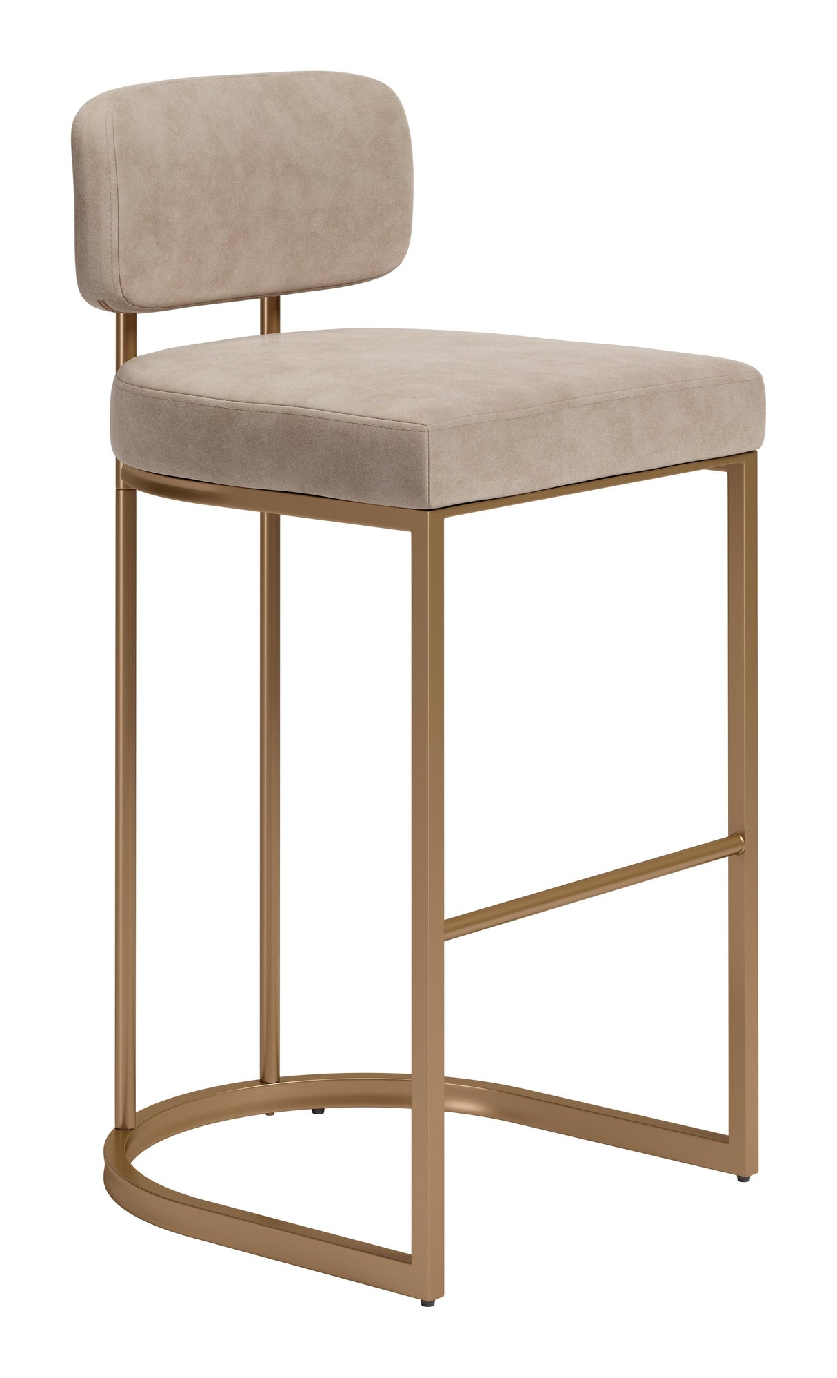 ZUO Velar Barstool (Set of 2) Beige & Bronze