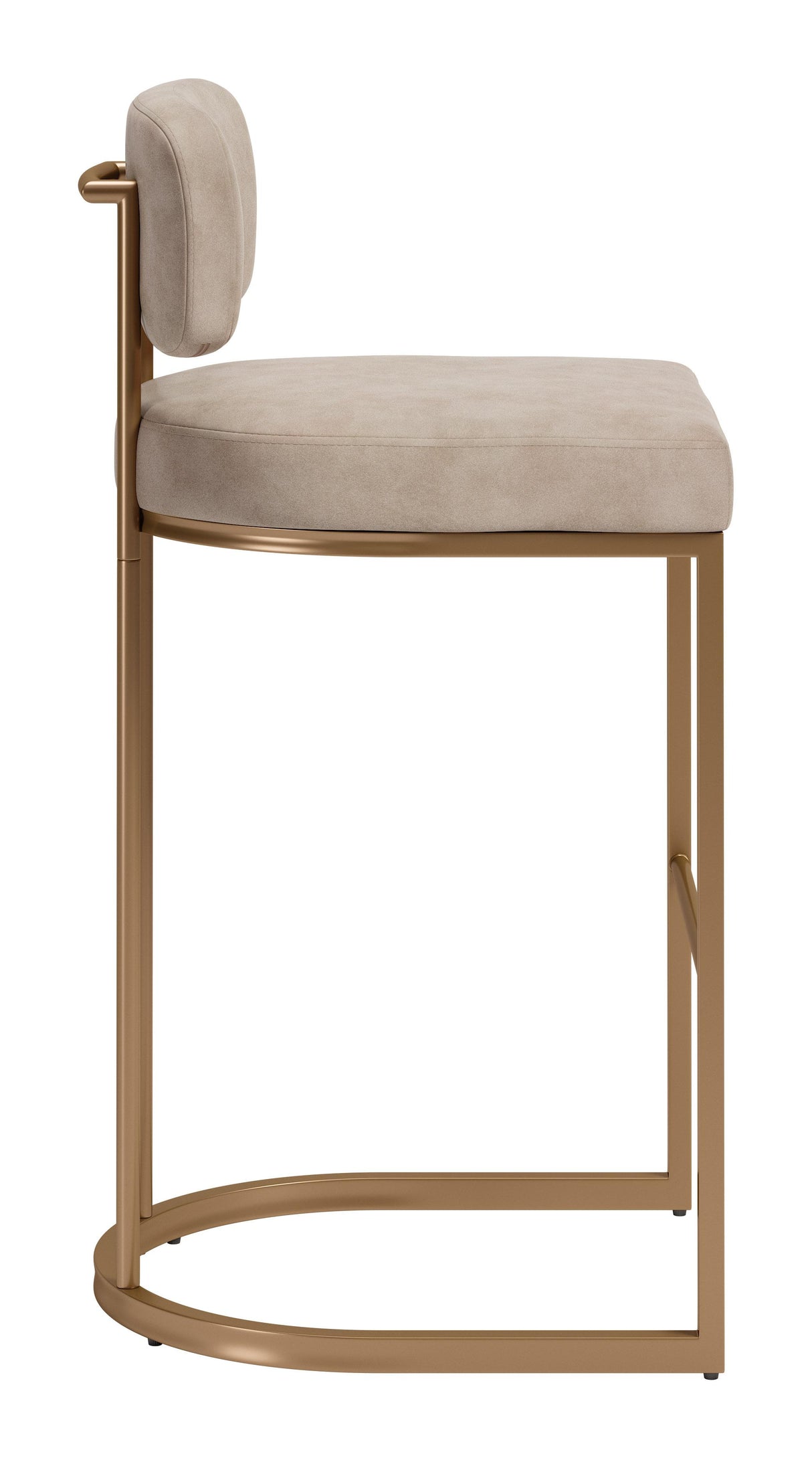 ZUO Velar Barstool (Set of 2) Beige & Bronze