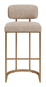 ZUO Velar Barstool (Set of 2) Beige & Bronze