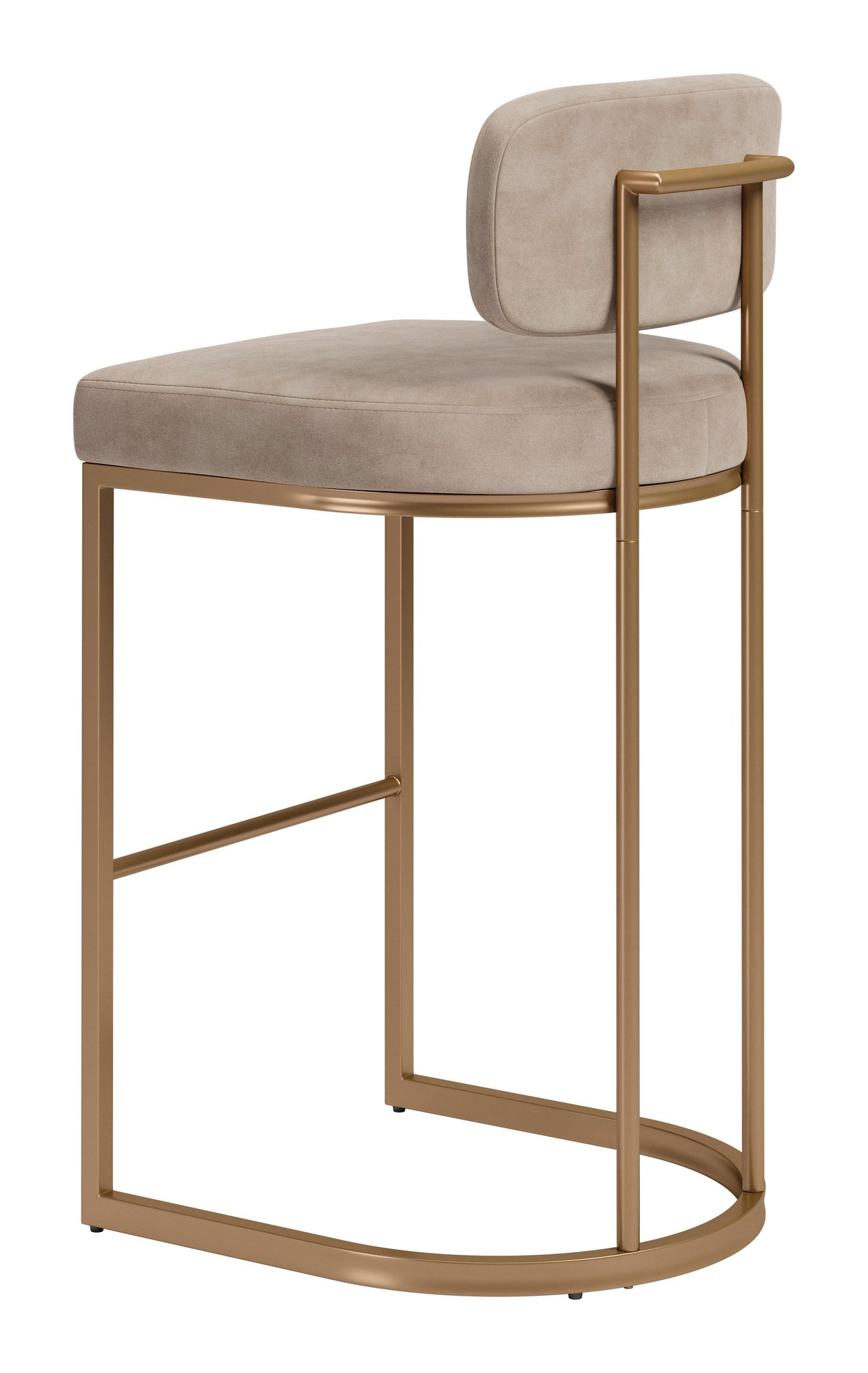 ZUO Velar Barstool (Set of 2) Beige & Bronze