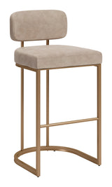ZUO Velar Barstool (Set of 2) Beige & Bronze