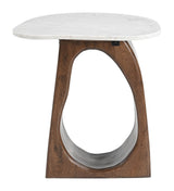 ZUO Vara Side Table White & Walnut