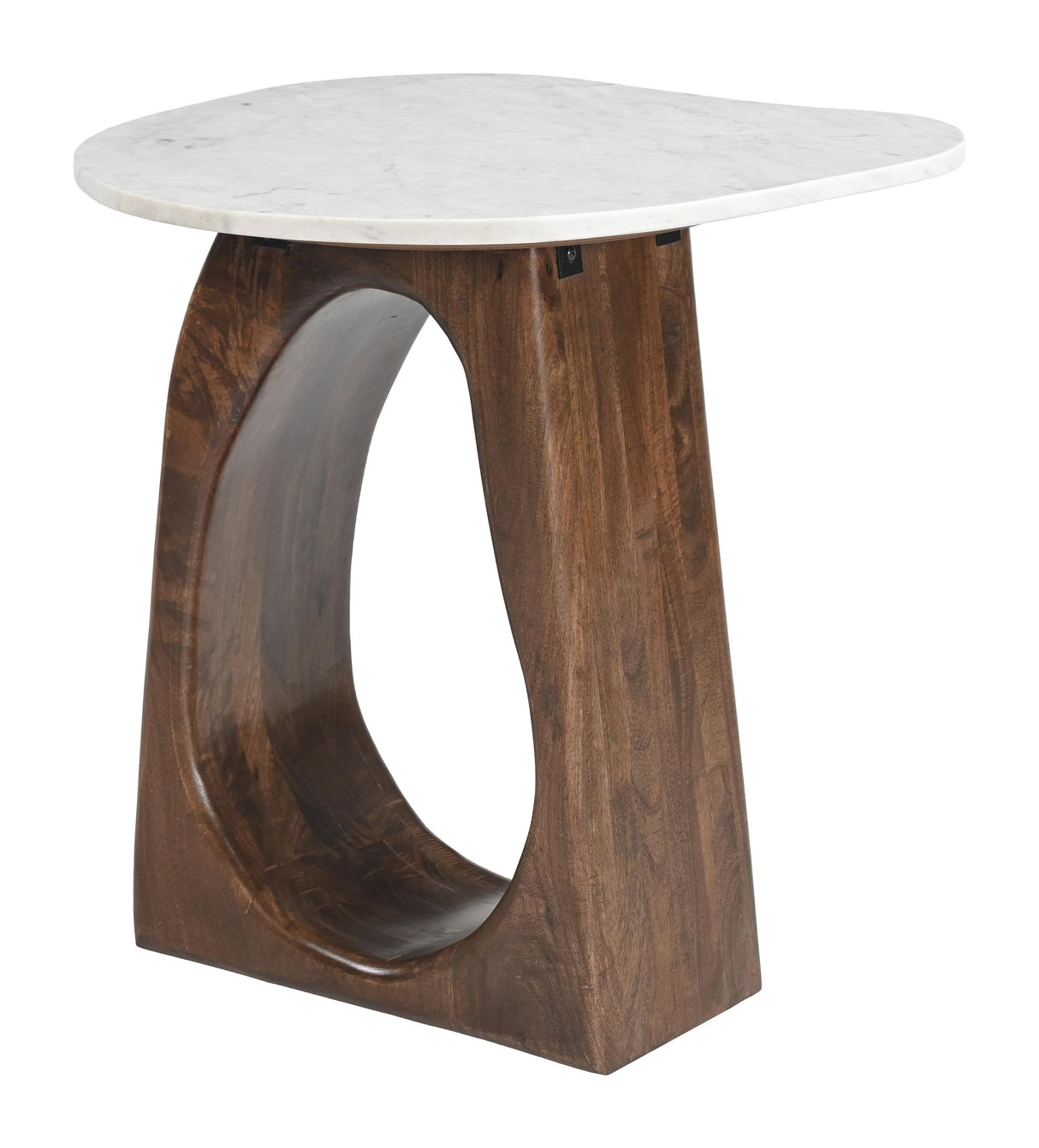 ZUO Vara Side Table White & Walnut