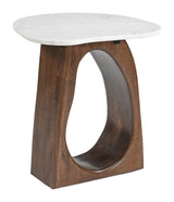 ZUO Vara Side Table White & Walnut