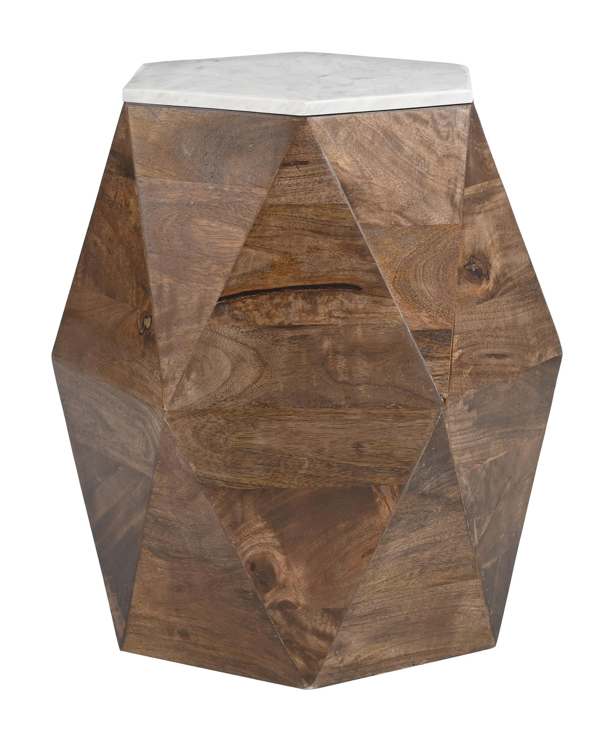 ZUO Bisel Side Table White & Walnut