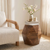 ZUO Bisel Side Table White & Walnut