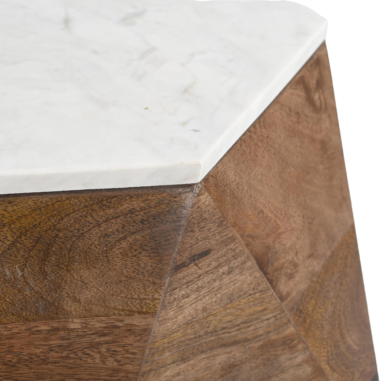 ZUO Bisel Side Table White & Walnut