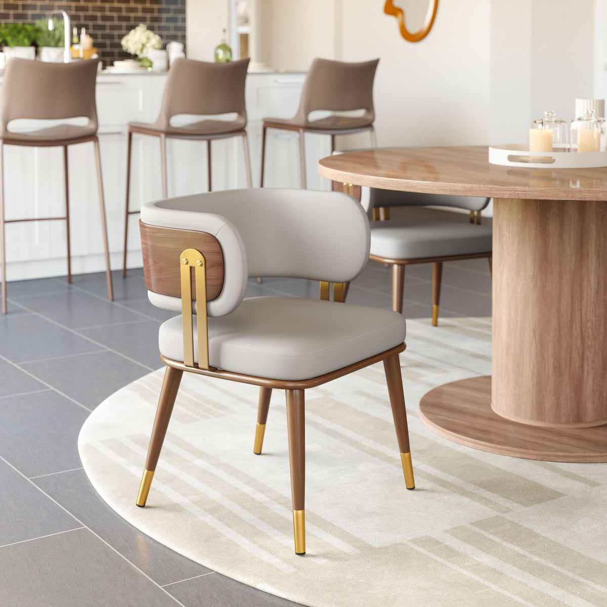ZUO Brew Dining Chair Beige & Walnut