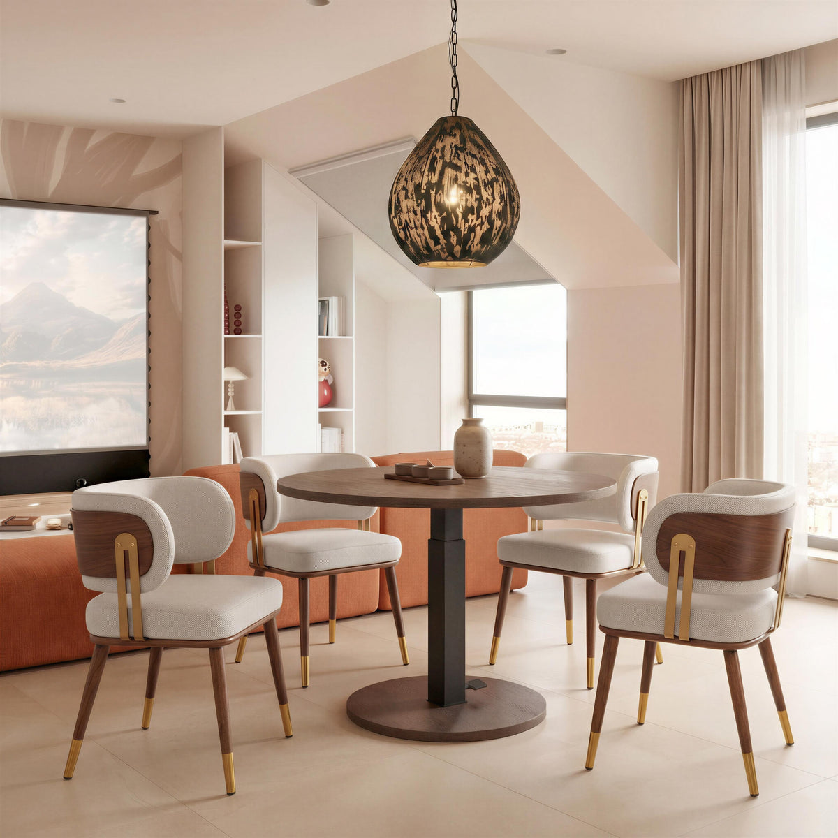 ZUO Brew Dining Chair Beige & Walnut