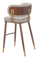 ZUO Brew Barstool Beige & Walnut