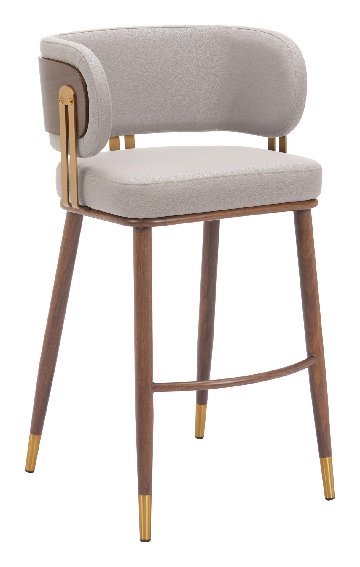 ZUO Brew Barstool Beige & Walnut