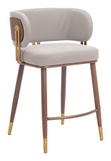 ZUO Brew Counter Stool Beige & Walnut