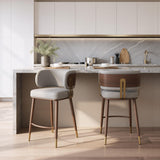 ZUO Brew Counter Stool Beige & Walnut