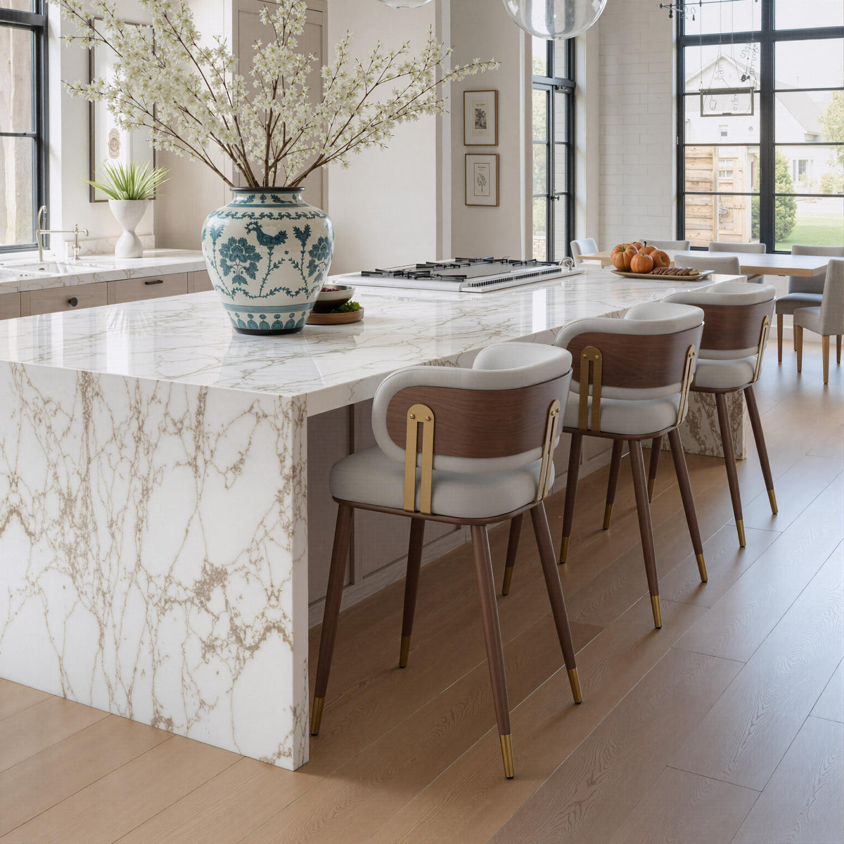 ZUO Brew Counter Stool Beige & Walnut