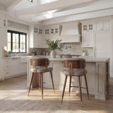 ZUO Brew Counter Stool Beige & Walnut