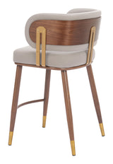ZUO Brew Counter Stool Beige & Walnut