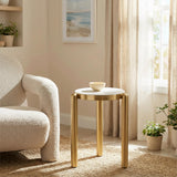 ZUO Noan Side Table White & Gold