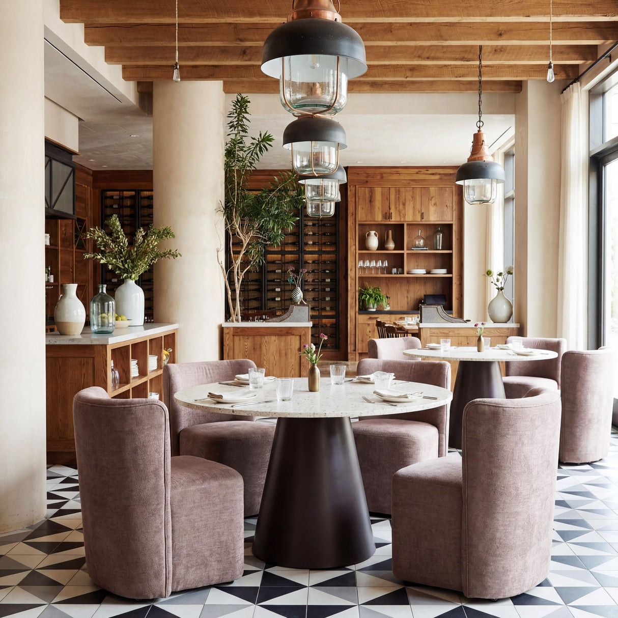 ZUO Bambun Dining Chair with Wheels Taupe