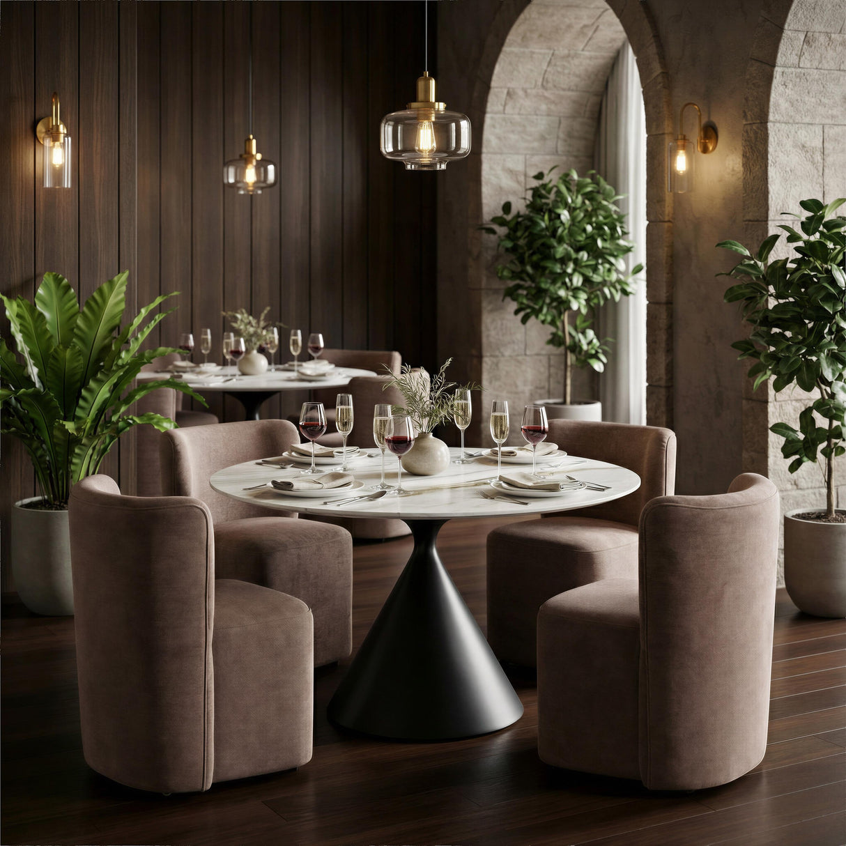 ZUO Bambun Dining Chair with Wheels Taupe