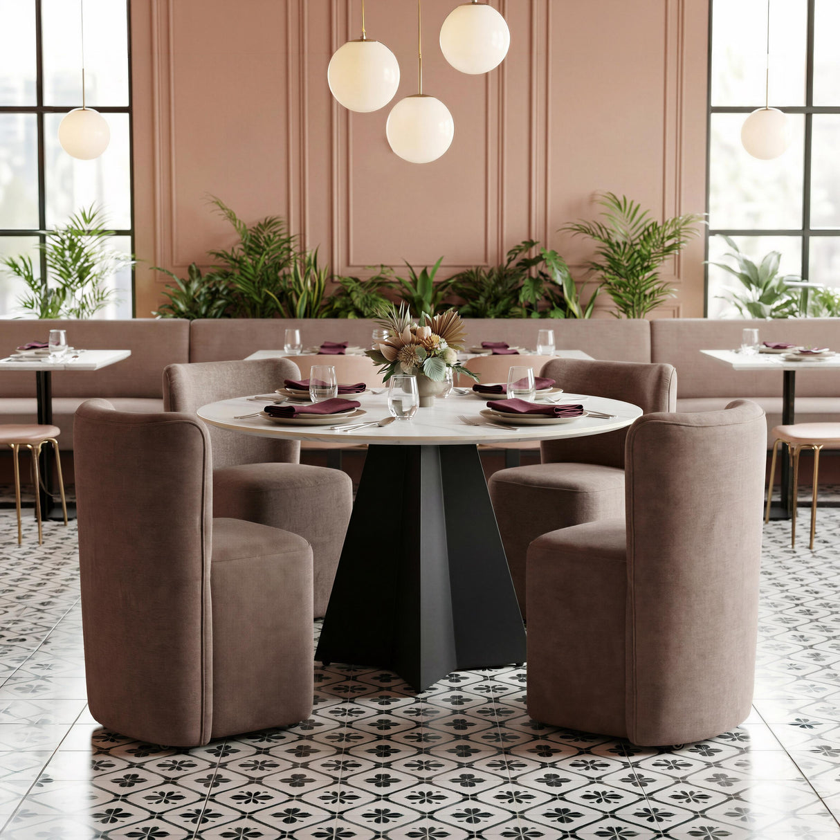 ZUO Bambun Dining Chair with Wheels Taupe